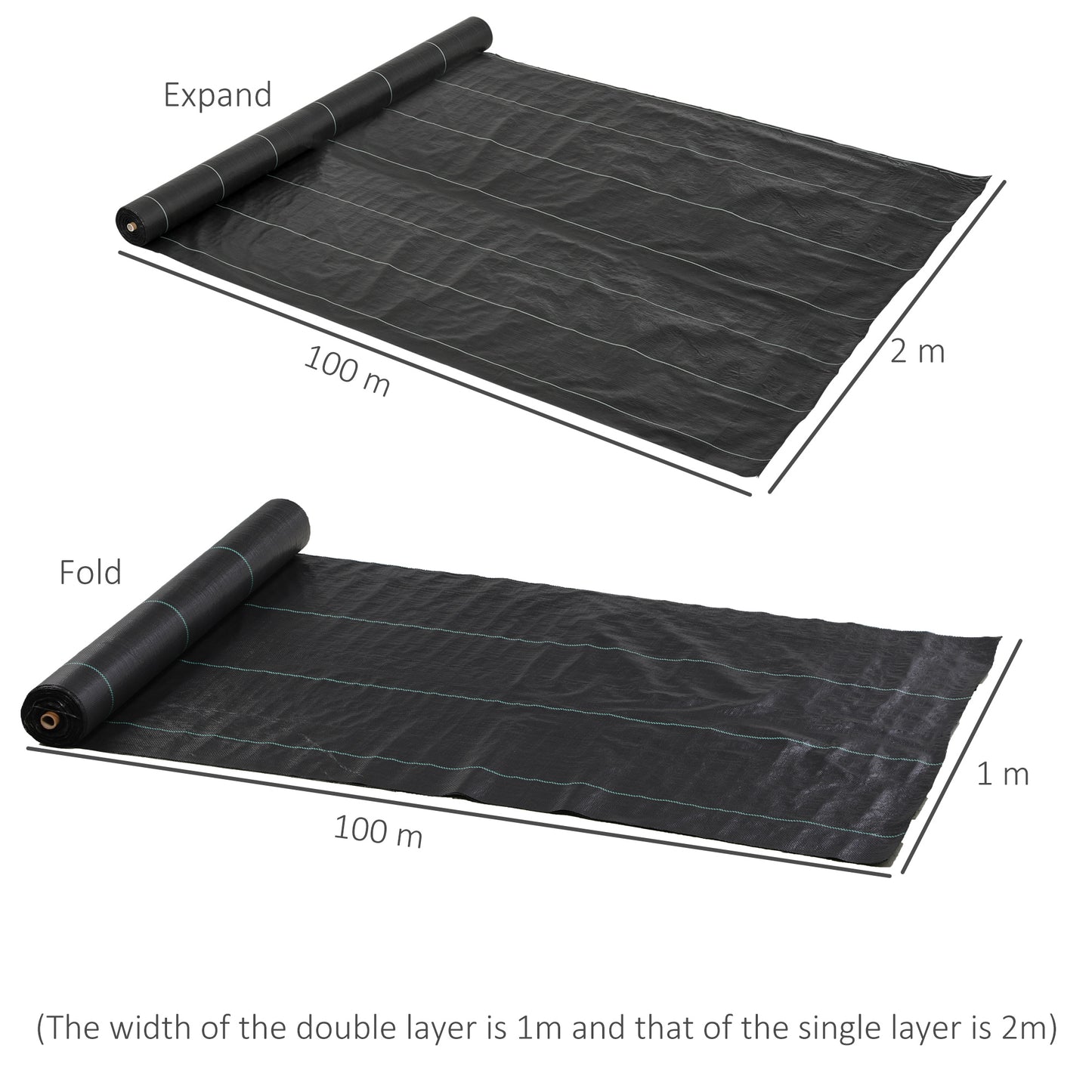 100 x 2m Weed Membrane, Heavy Duty Weed Control Membrane
