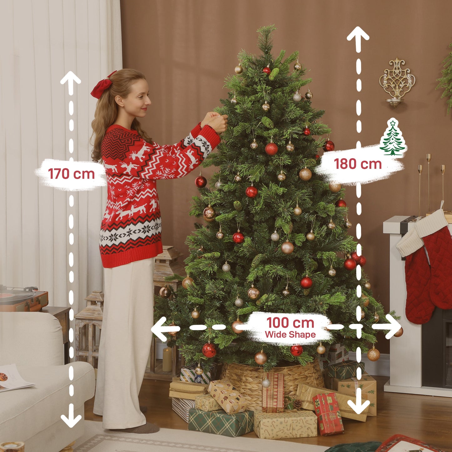 180cm Christmas Tree with Colourful DIY LEDs, Remote, Carolina Pine