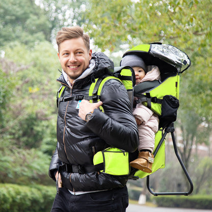 Baby Hiking Backpack Carrier w/ Detachable Rain Cover for Toddlers Green