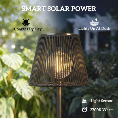 Outdoor Solar Floor Lamp, Rechargeable Floor Lamp, Black