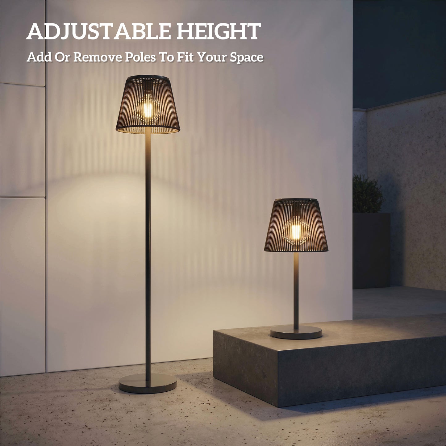 Outdoor Solar Floor Lamp, Rechargeable Floor Lamp, Black