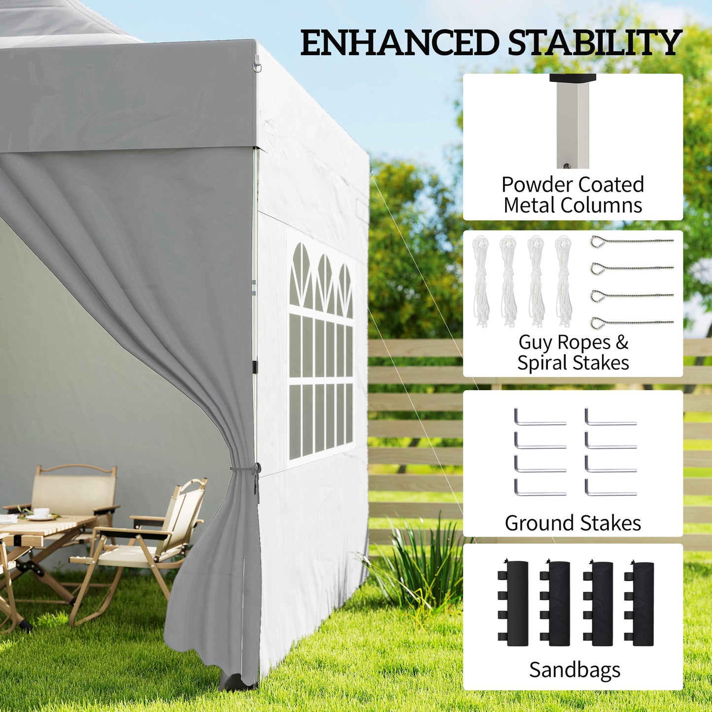 3 x 3 m Heavy Duty Pop Up Gazebo with Sides, UPF50+ Marquee Gazebo