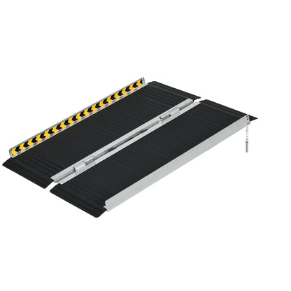 Wheelchair Ramp Folding Aluminium Threshold Ramp w/ Non-Skid Surface, Transition Plates Above & Below , 122L x 73Wcm, 272KG Capacity,