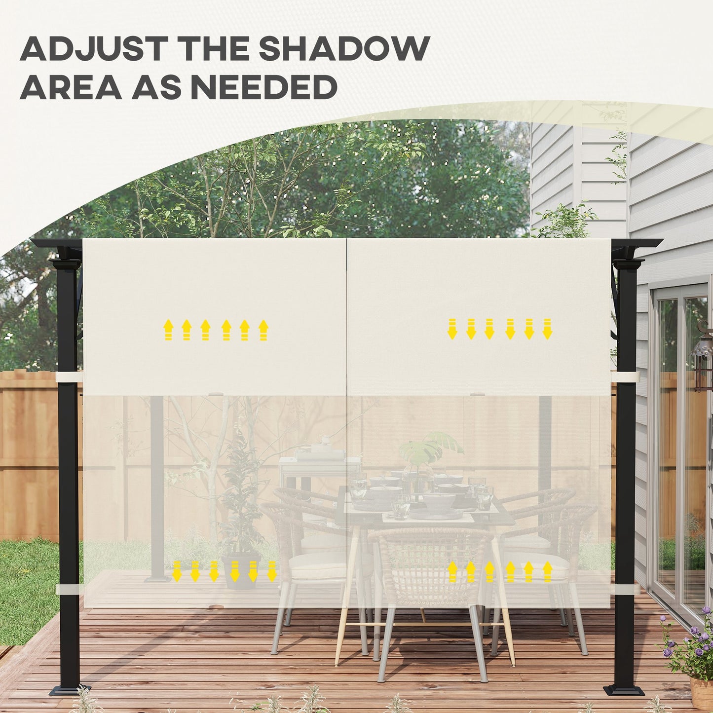 2 Pcs UV Protection Pergola Replacement Canopy, Pergola Shade Cover, Easy to Install, for 3 x 3(m) Pergola, Cream White