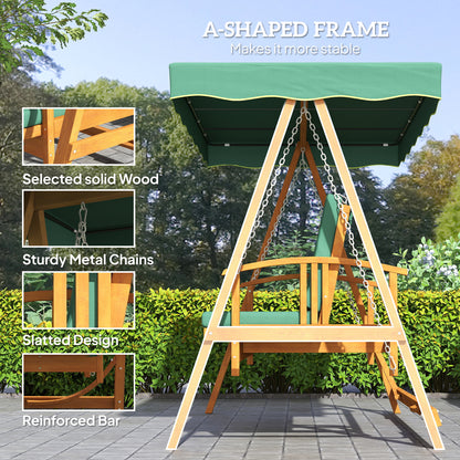 3 Seater Wooden Garden Swing Chair Seat Hammock Bench Lounger Bed