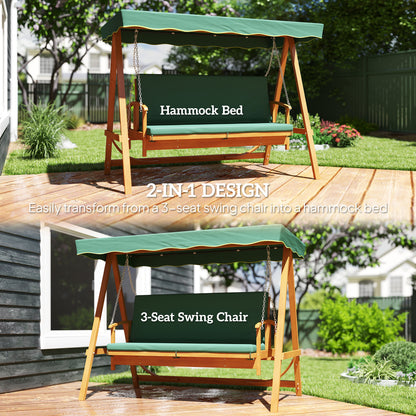 3 Seater Wooden Garden Swing Chair Seat Hammock Bench Lounger Bed