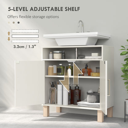 Under Sink Bathroom Cabinet for Basin without Pedestal, Cream White