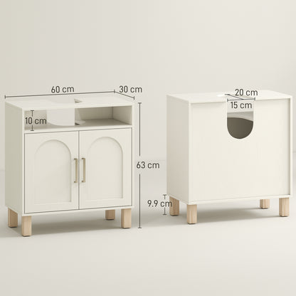 Under Sink Bathroom Cabinet for Basin without Pedestal, Cream White