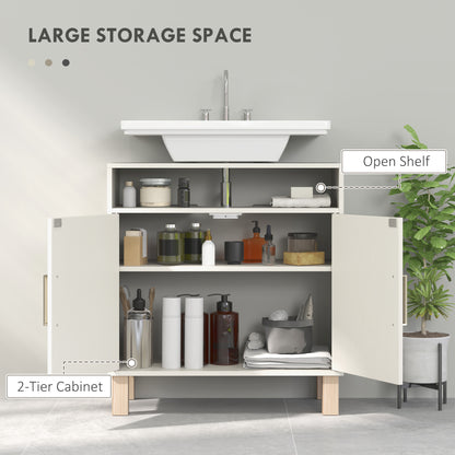 Under Sink Bathroom Cabinet for Basin without Pedestal, Cream White