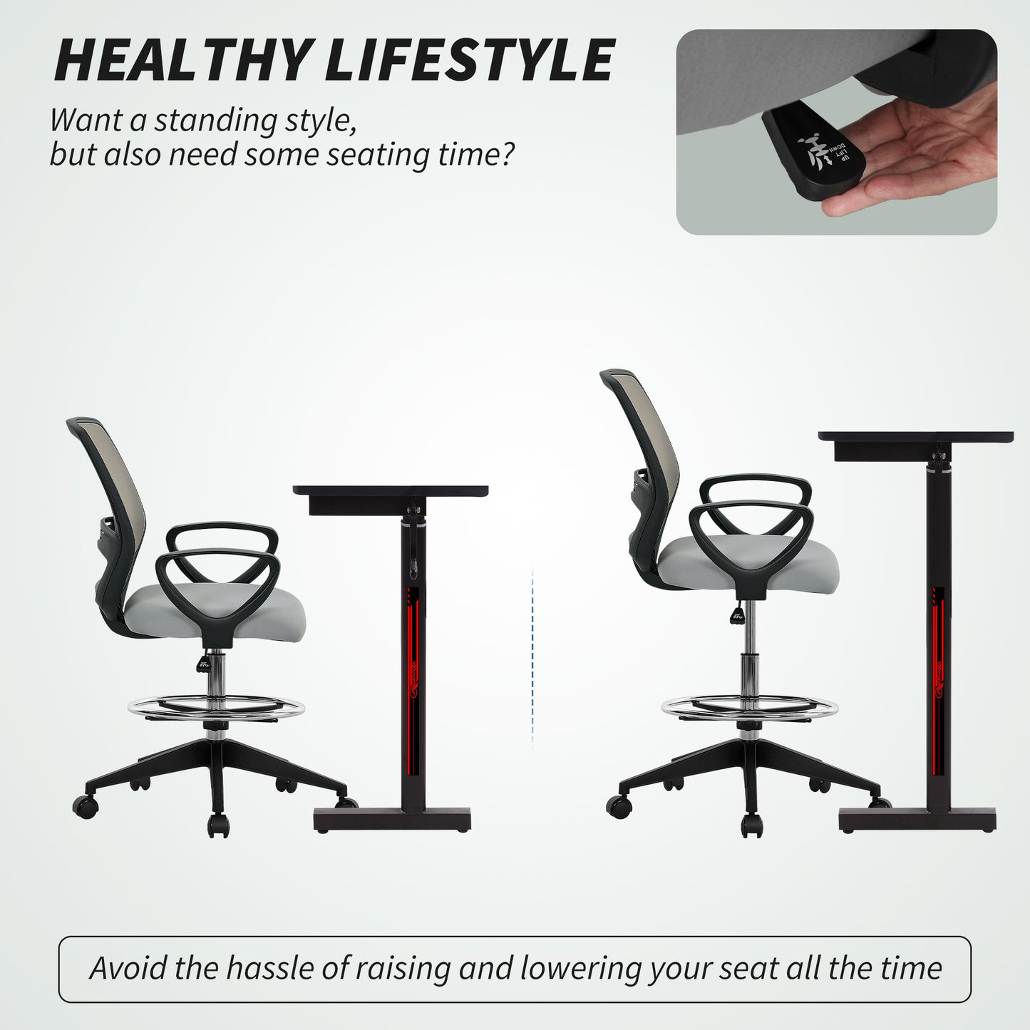 Draughtsman Chair Tall Office Chair with Adjustable Height