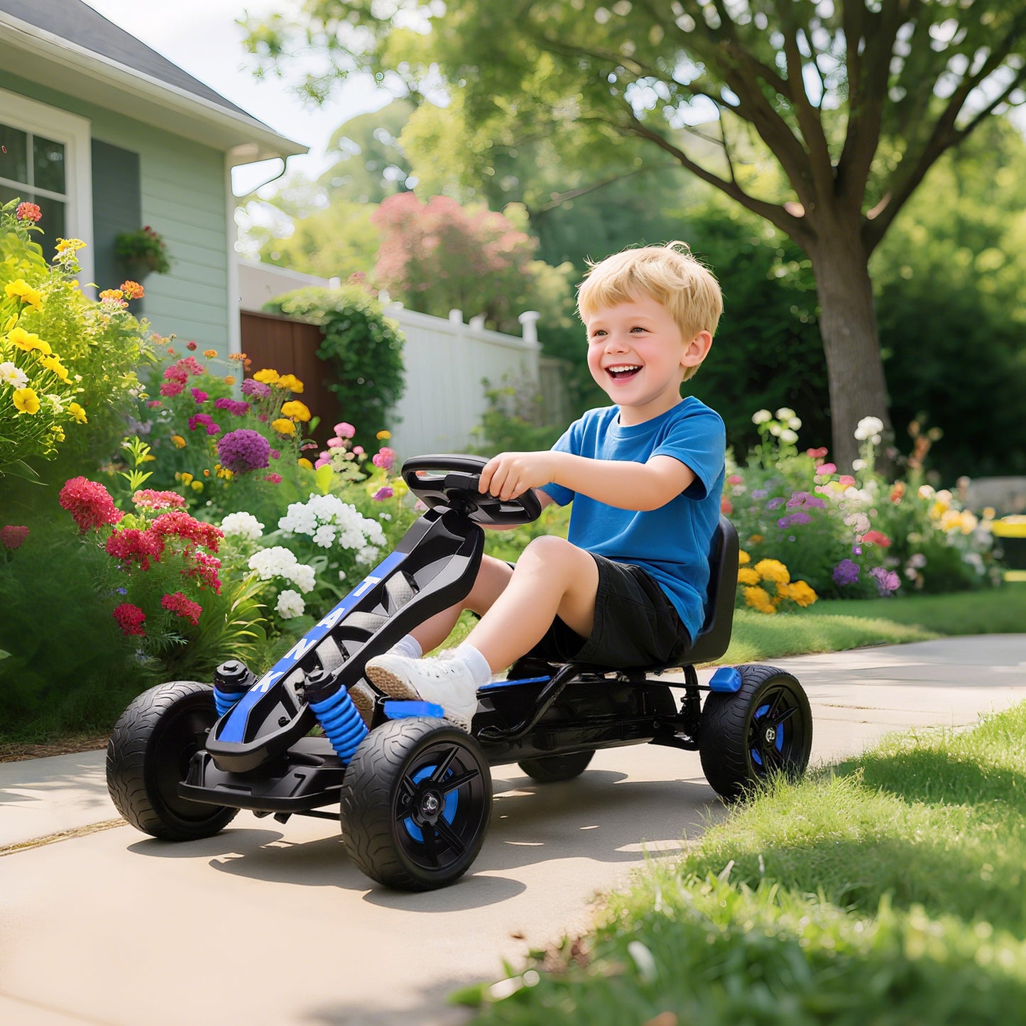 Pedal Go Kart with Automatic Clutch, for Ages 3-6 Years, Blue