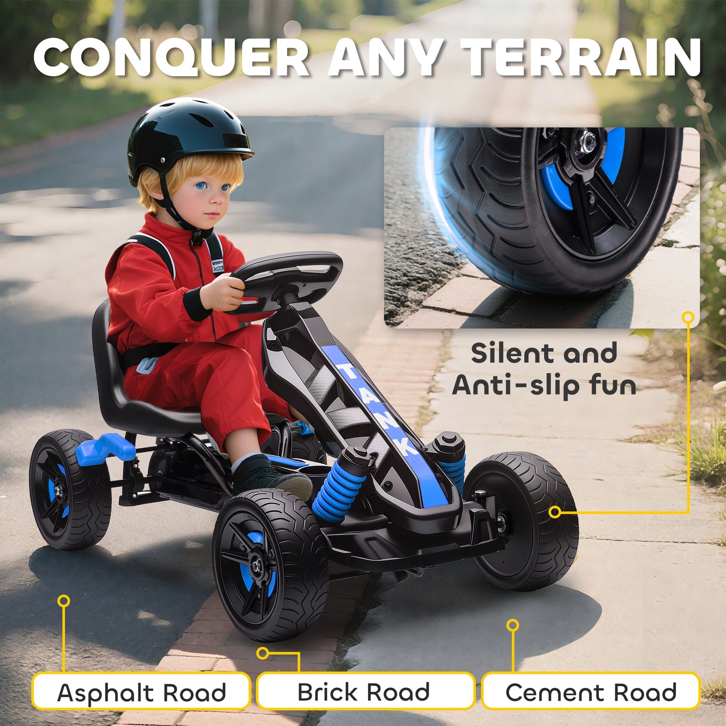 Pedal Go Kart with Automatic Clutch, for Ages 3-6 Years, Blue
