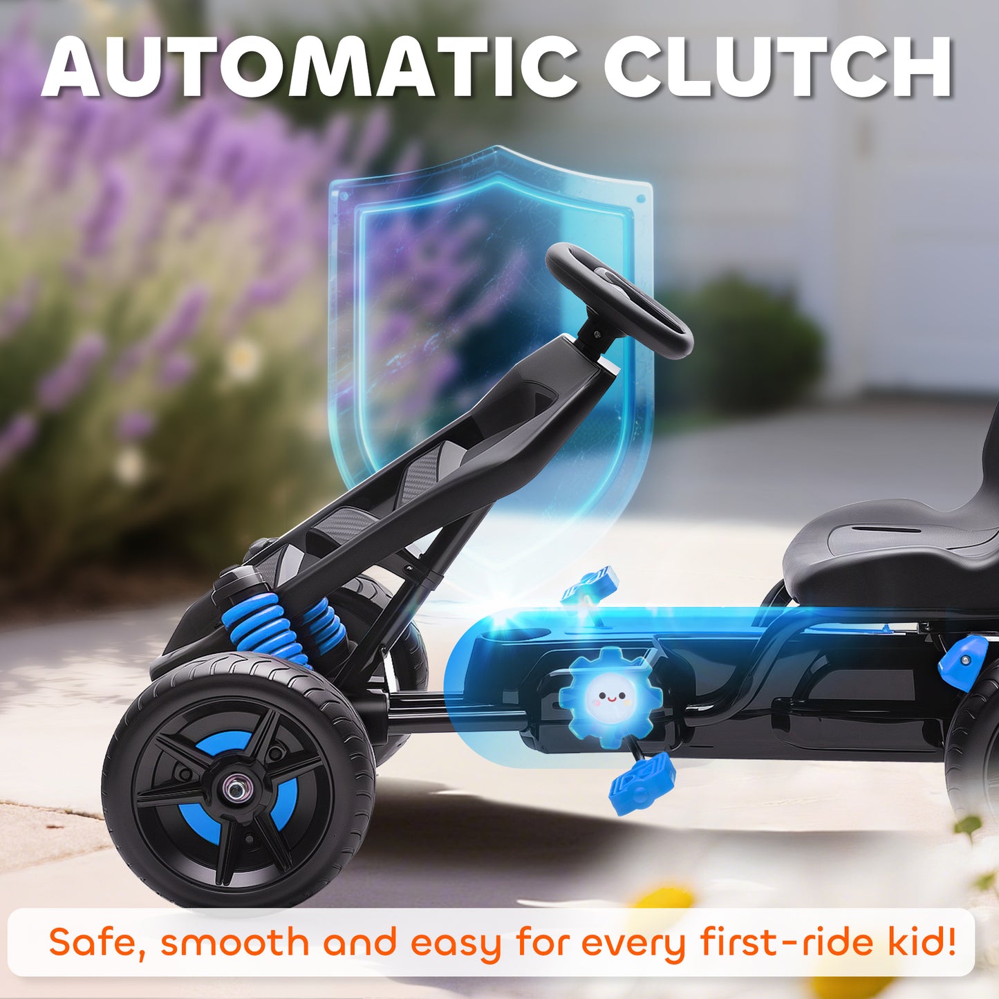 Pedal Go Kart with Automatic Clutch, for Ages 3-6 Years, Blue