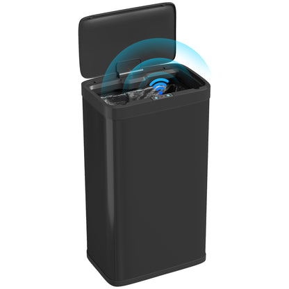 45L Sensor Bin, Metal Kitchen Bin with Automatic Close, Black