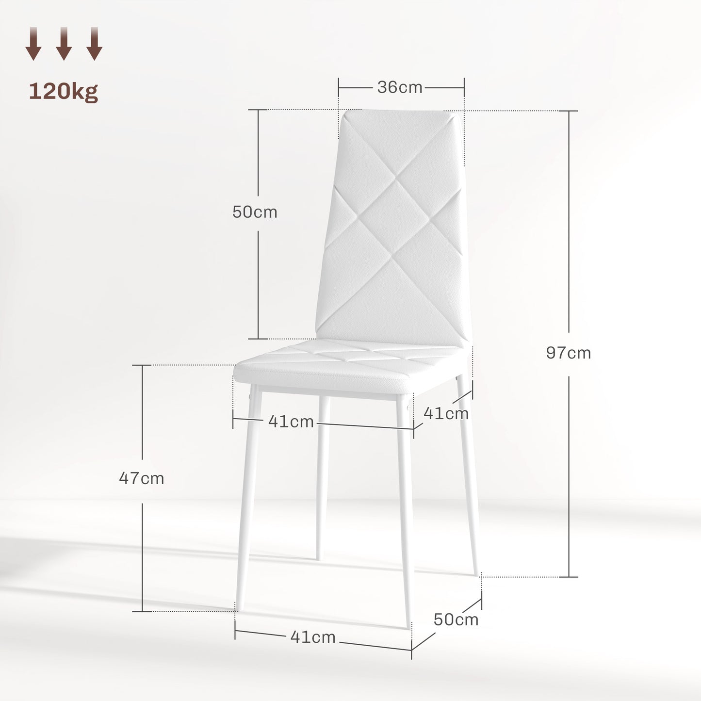 6-Pieces Dining Chairs, Faux Leather Kitchen Chairs, White
