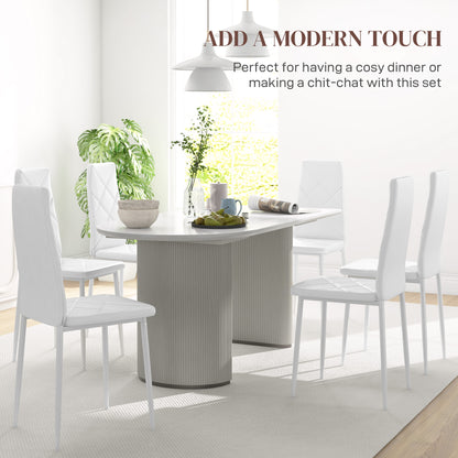 6-Pieces Dining Chairs, Faux Leather Kitchen Chairs, White