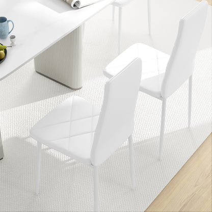 6-Pieces Dining Chairs, Faux Leather Kitchen Chairs, White