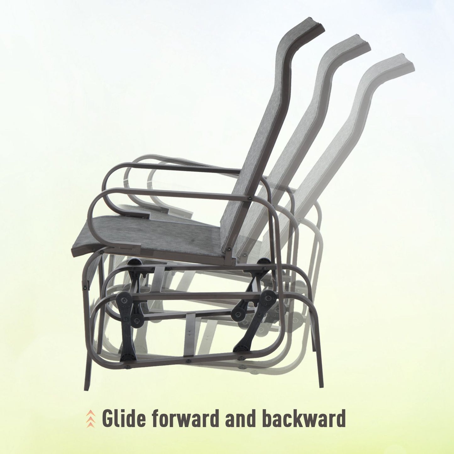 Outdoor Gliding Rocking Chair with Sturdy Metal Frame Garden Comfortable Swing Chair for Patio, Backyard and Poolside, Grey