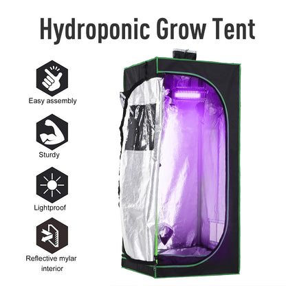 Mylar Hydroponic Grow Tent w/ Floor Tray for Indoor Plant 60x60x140cm