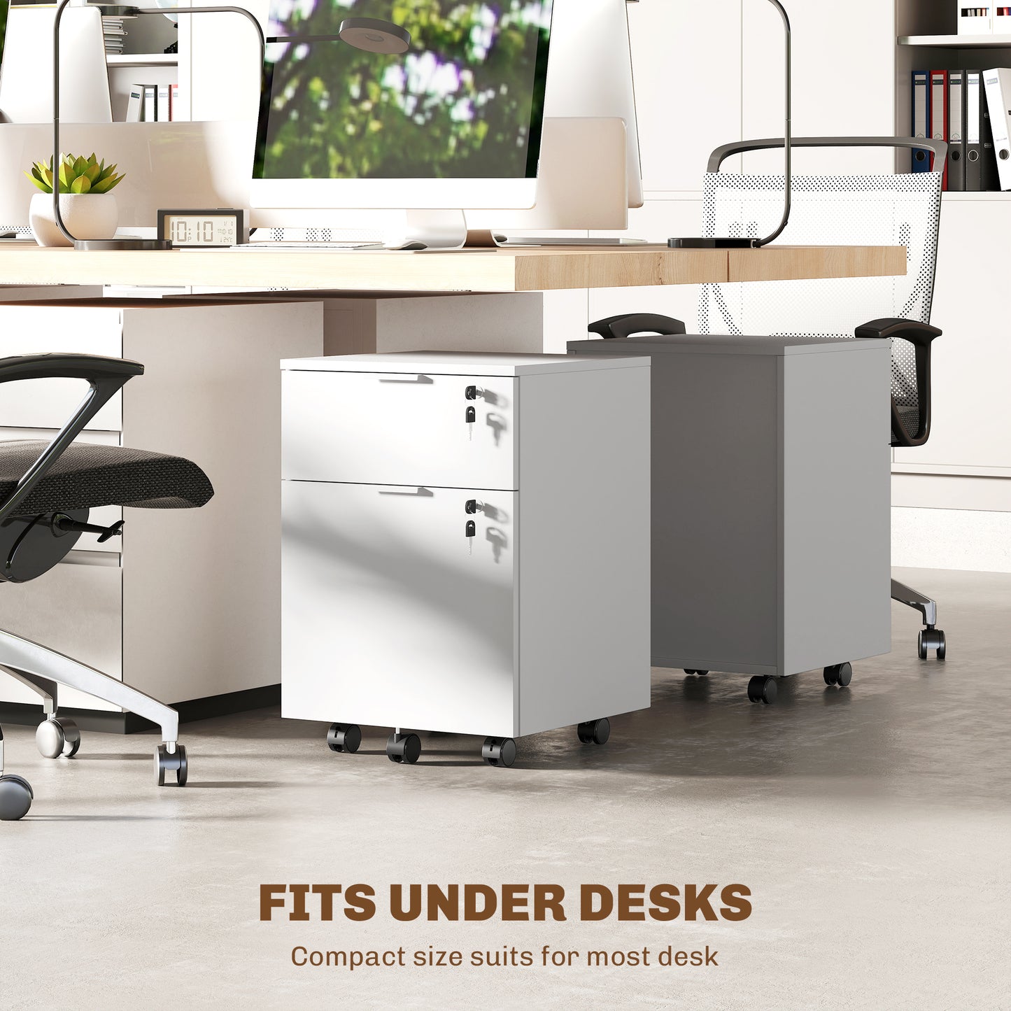 2 Drawer Filing Cabinet with Adjustable Hanging Bars for A4 and Letter
