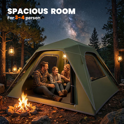 Pop Up Tent Waterproof Camping Tents 2-3 People Green
