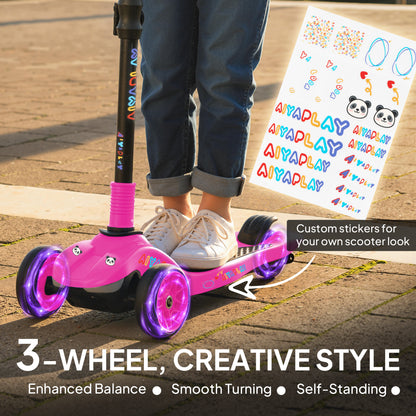 Electric Scooter for Kids, 3 Wheel Foldable Kids Scooter, Pink