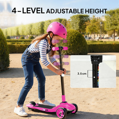 Electric Scooter for Kids, 3 Wheel Foldable Kids Scooter, Pink