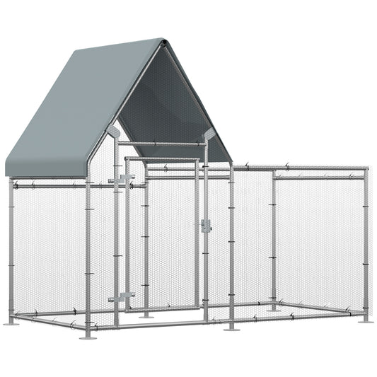 Walk In Chicken Run Large Outdoor Chicken Cage Coop w/ Cover 2 x 1 x 1.7m