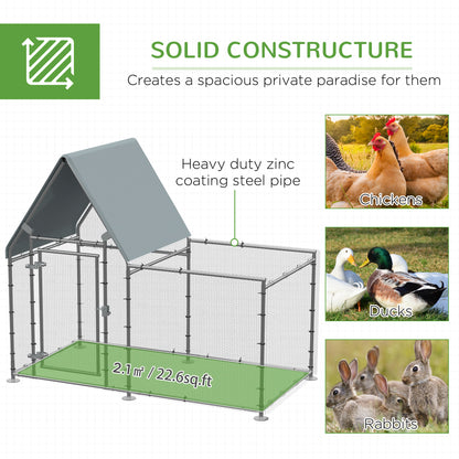 Walk In Chicken Run Large Outdoor Chicken Cage Coop w/ Cover 2 x 1 x 1.7m