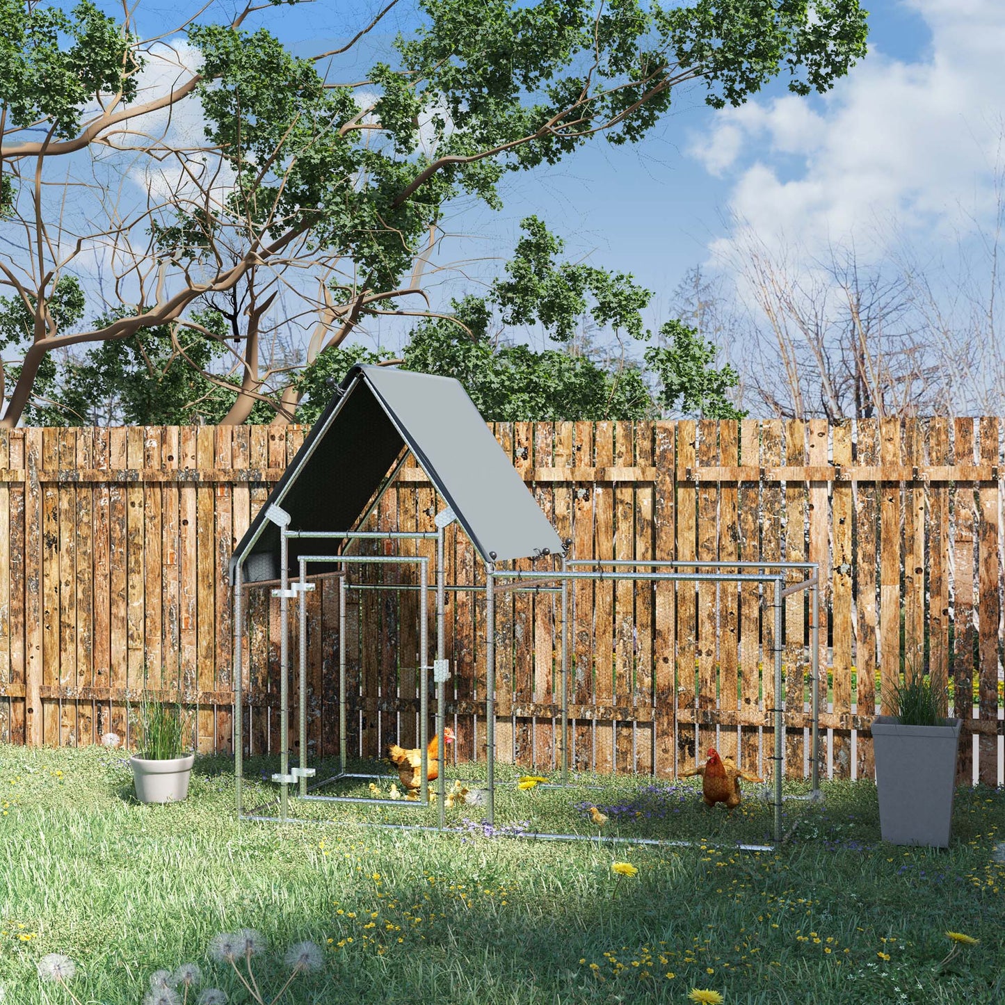 Walk In Chicken Run Large Outdoor Chicken Cage Coop w/ Cover 2 x 1 x 1.7m