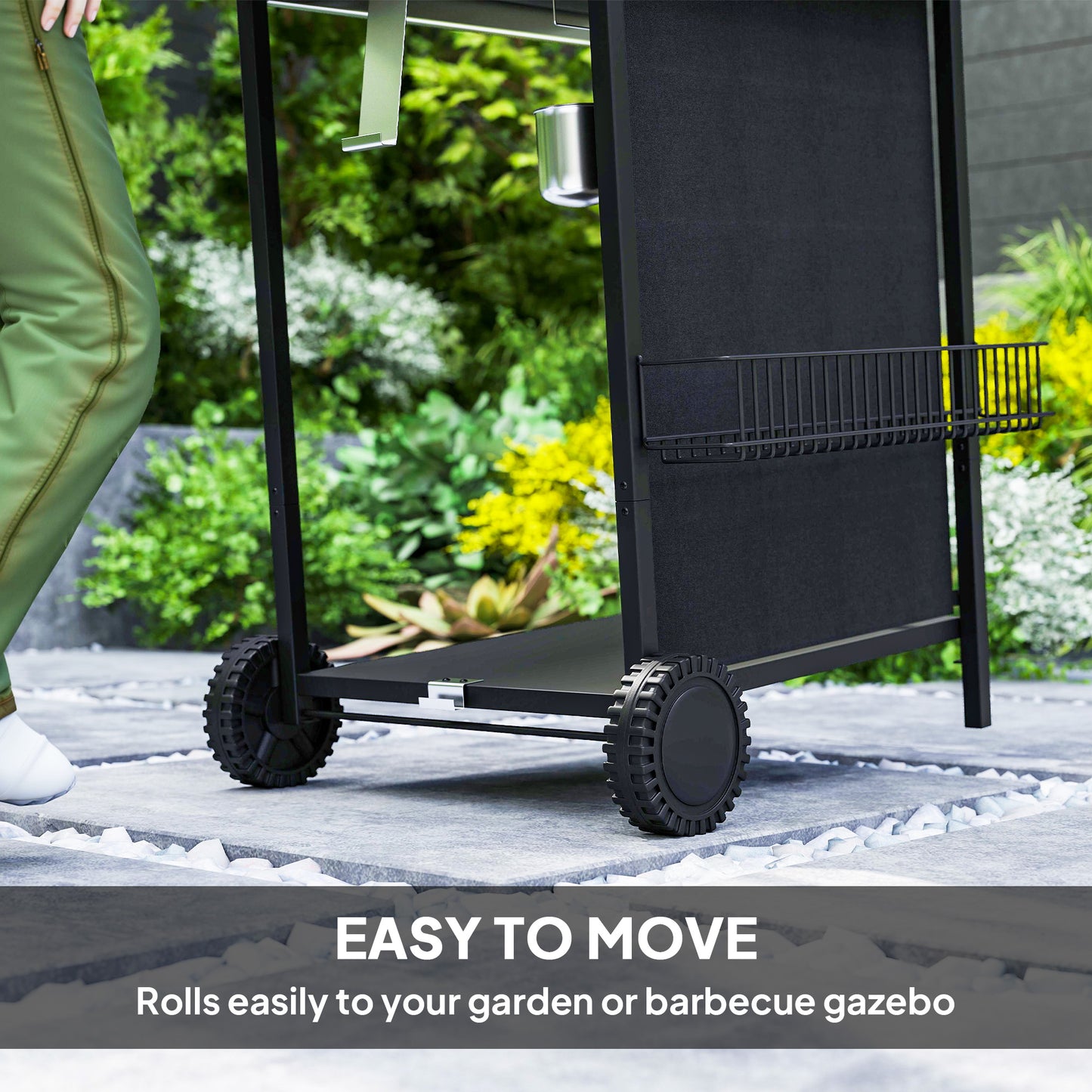 4 Burner Gas Barbecue Grill Portable Gas BBQ Grill with Lid, Black