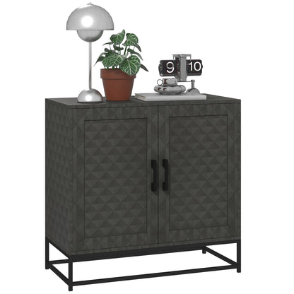Modern Storage Cupboard with Adjustable Shelf and 2 Doors, Grey