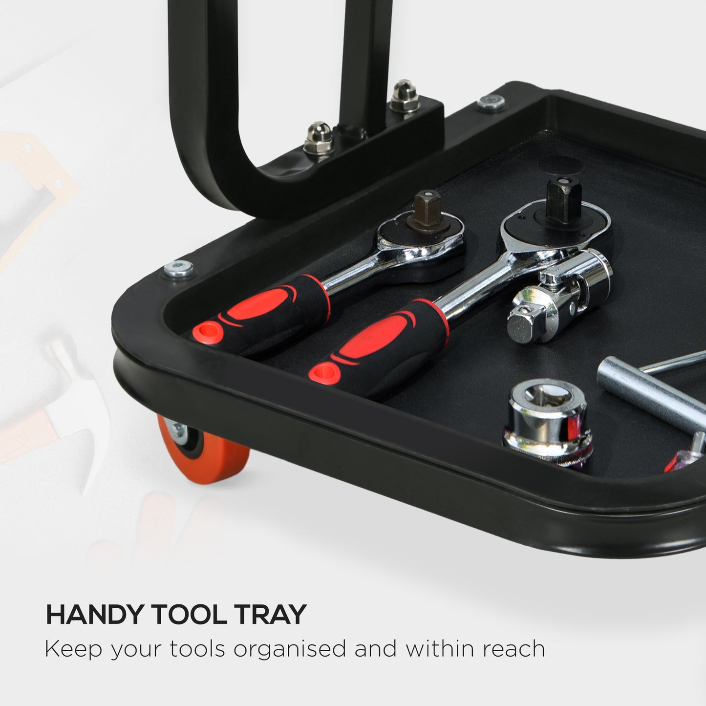 Workshop Stool, Rolling Mechanic Stool with 360 Degree Swivel, Red