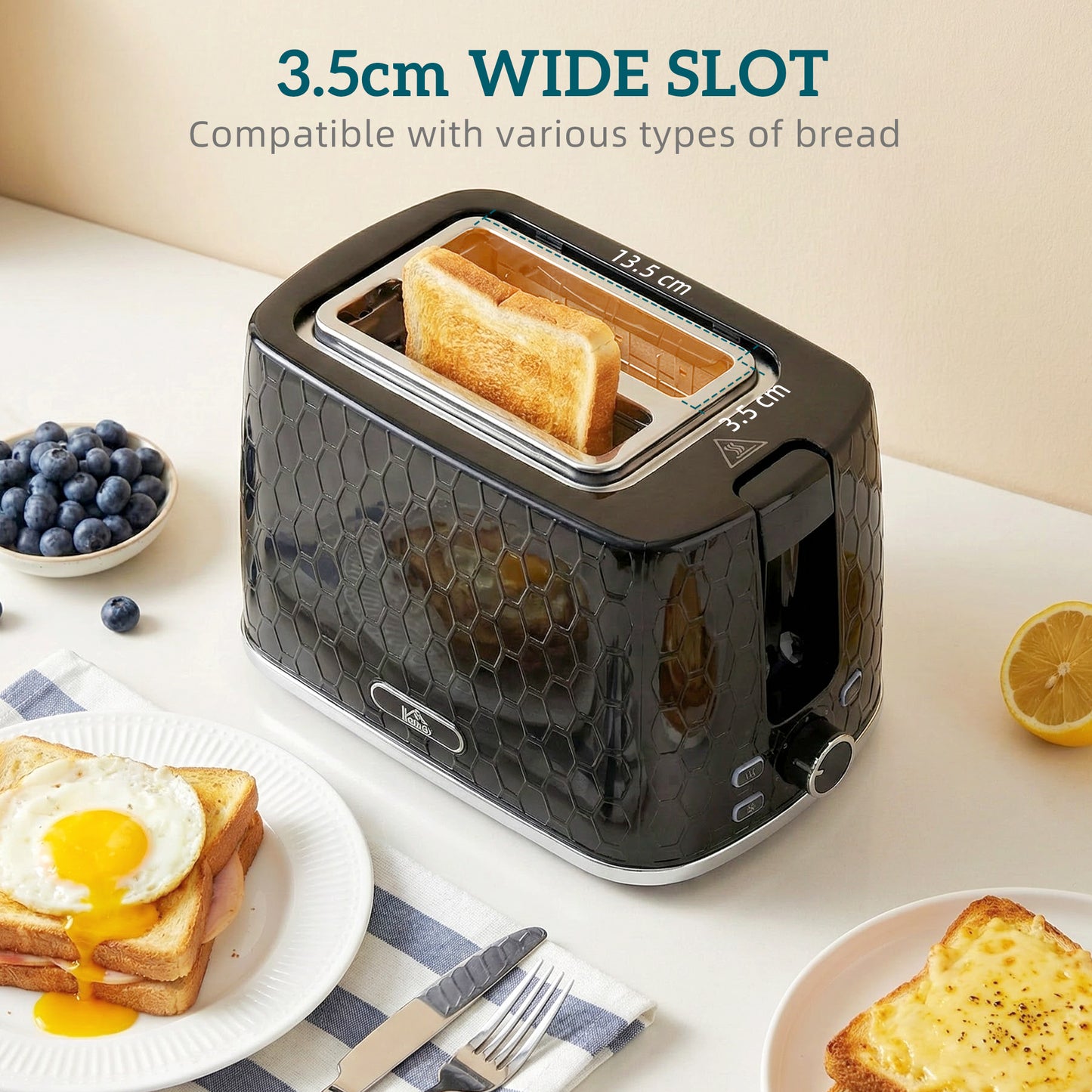 Kettle and Toaster Set with Limescale Filter, Crumb Tray, Black