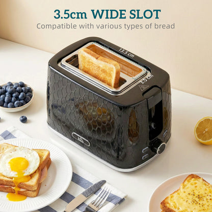 Kettle and Toaster Set with Limescale Filter, Crumb Tray, Black