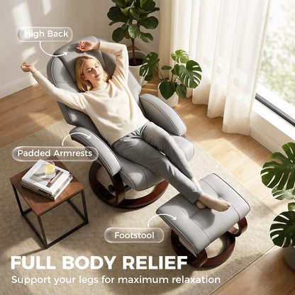 Recliner Chair with Footstool, Swivel Recliner Armchair, Grey