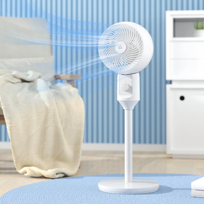 9 Inch Air Circulator Fan 70° Oscillation Carry Handle Black White