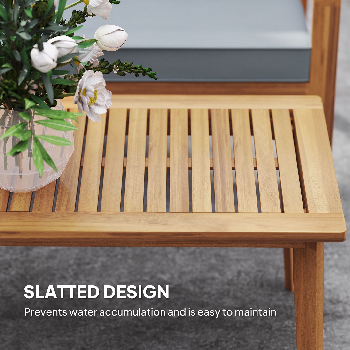 4 Pieces Wooden Garden Furniture Set with Cushions, Teak