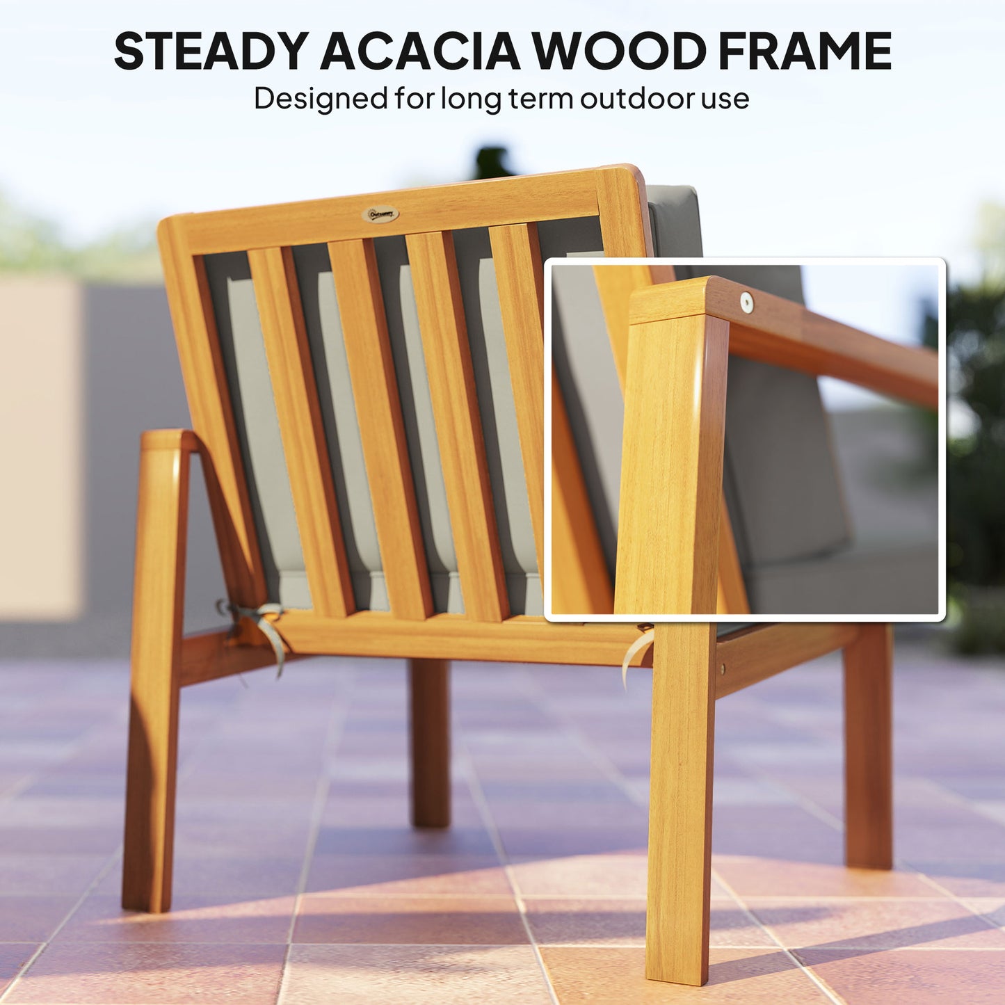 4 Pieces Wooden Garden Furniture Set with Cushions, Teak