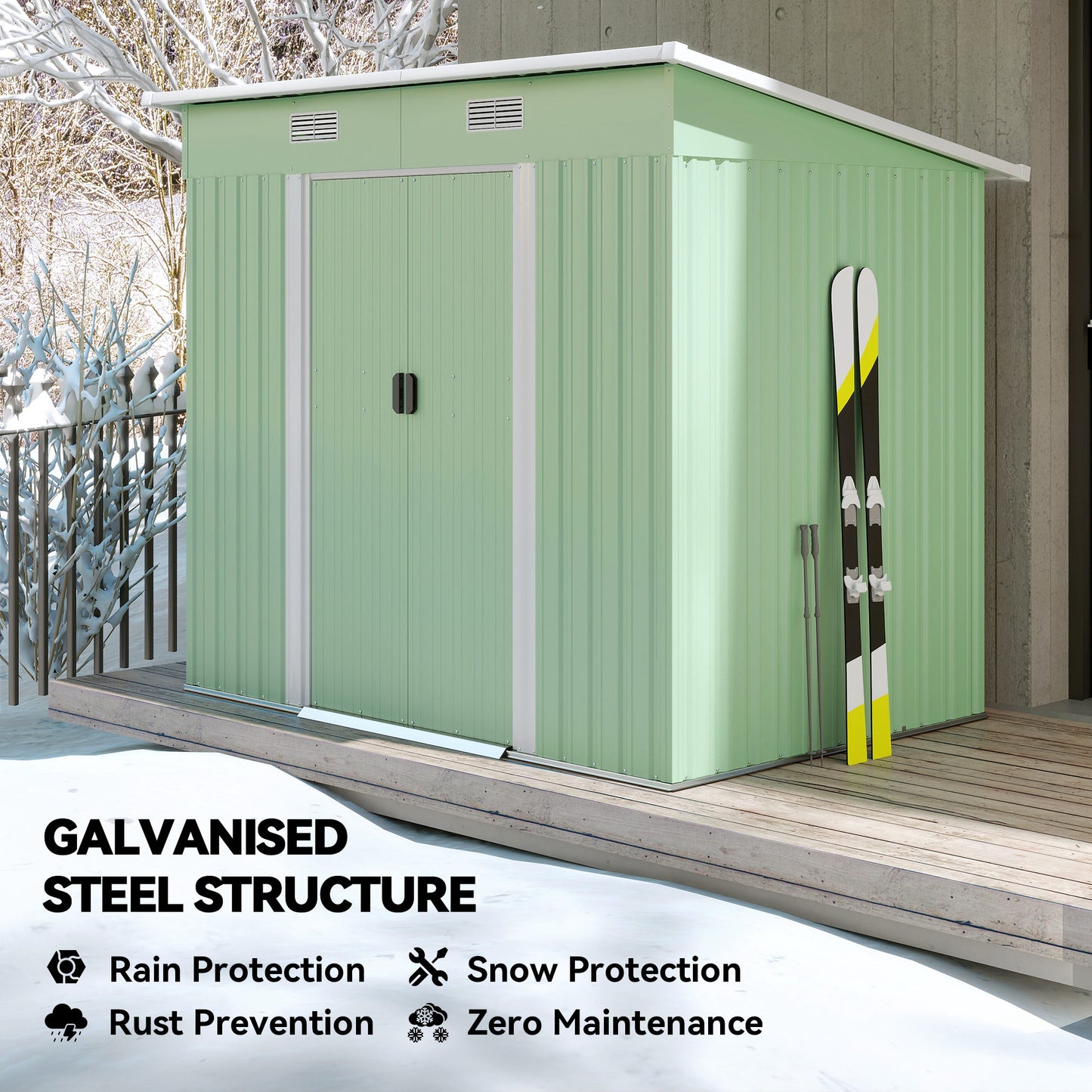 7 x 4ft Outdoor Garden Storage Shed for Backyard Patio Light Green