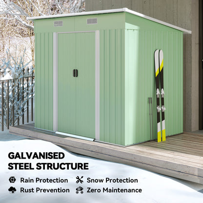 7 x 4ft Outdoor Garden Storage Shed for Backyard Patio Light Green