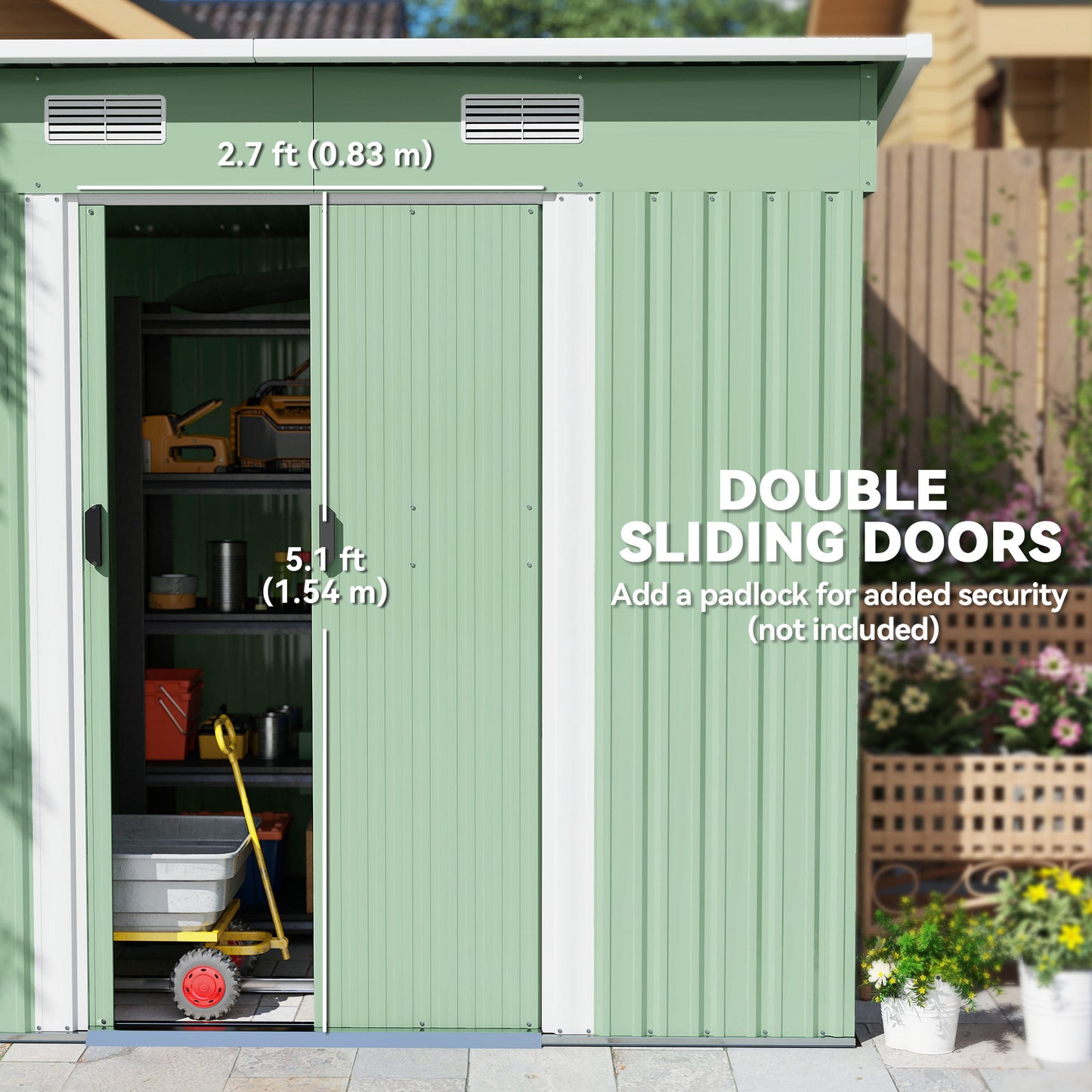 7 x 4ft Outdoor Garden Storage Shed for Backyard Patio Light Green
