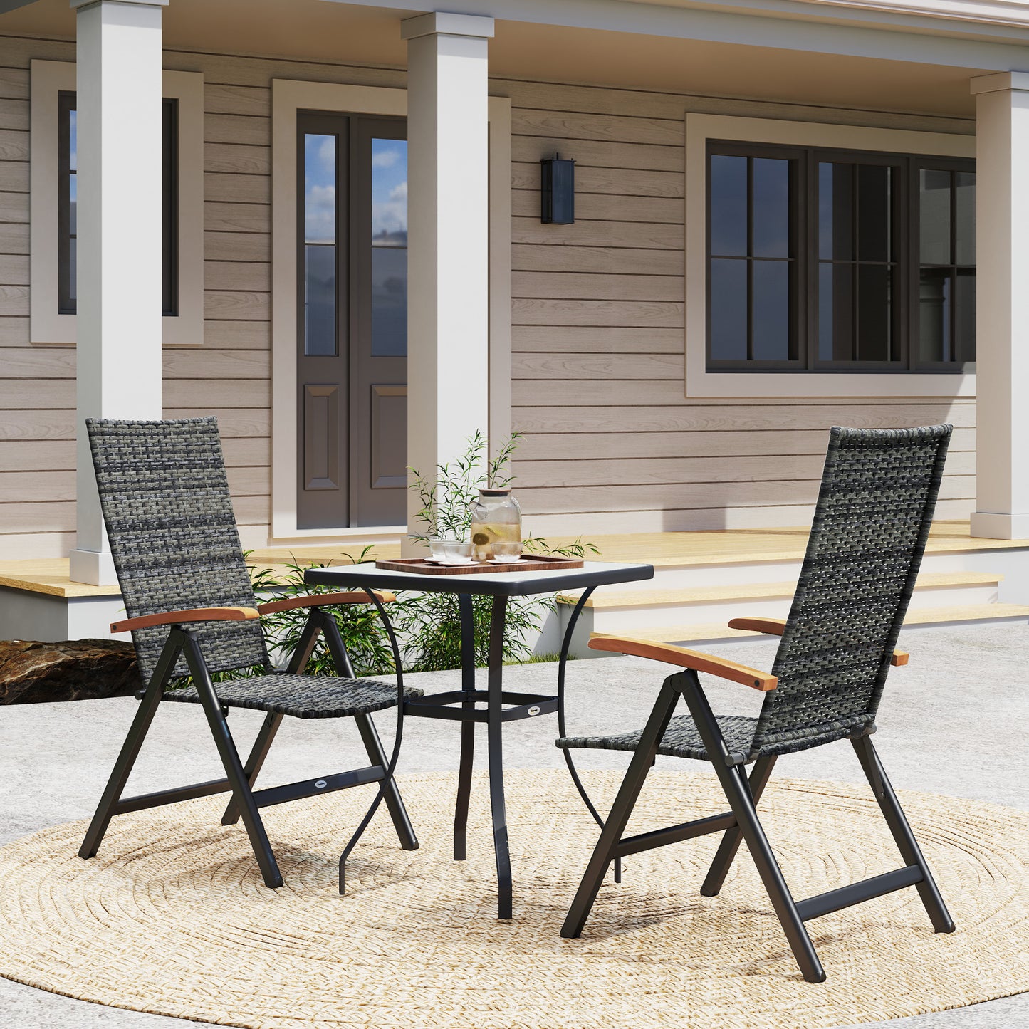 Outdoor Folding Dining Chair, Dining Chair, Mixed-grey