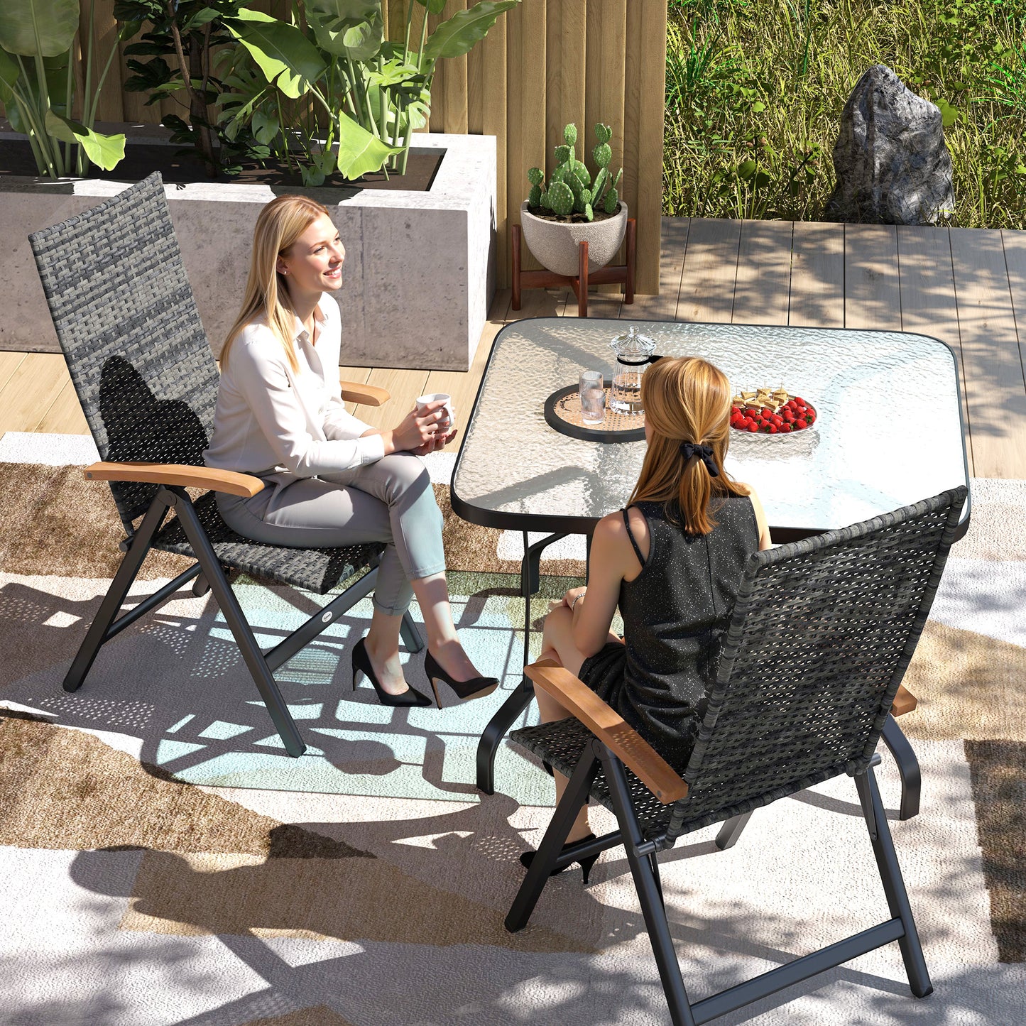 Outdoor Folding Dining Chair, Dining Chair, Mixed-grey