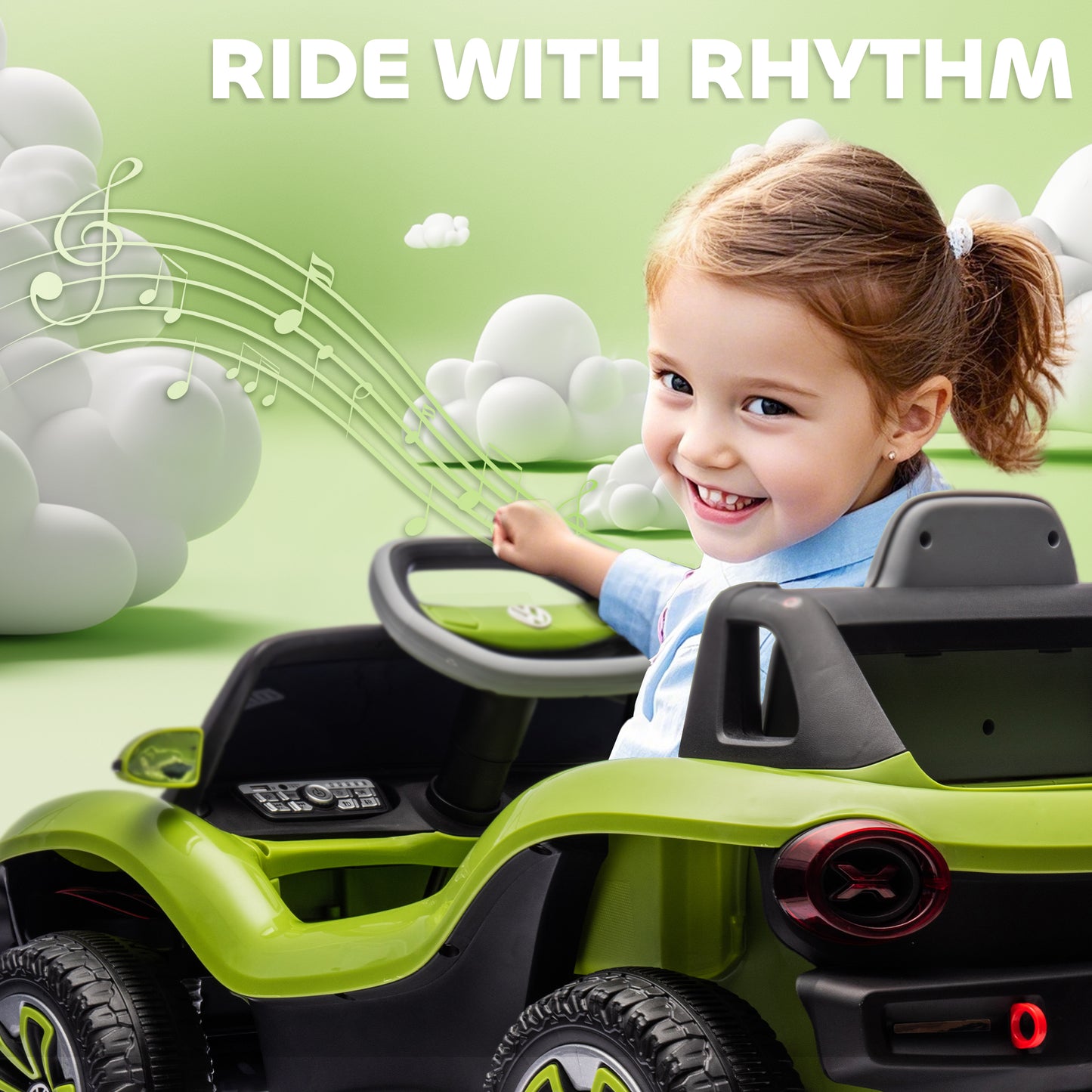 Volkswagen Licensed Kids Electric Car w/ Remote, Suspension, Green