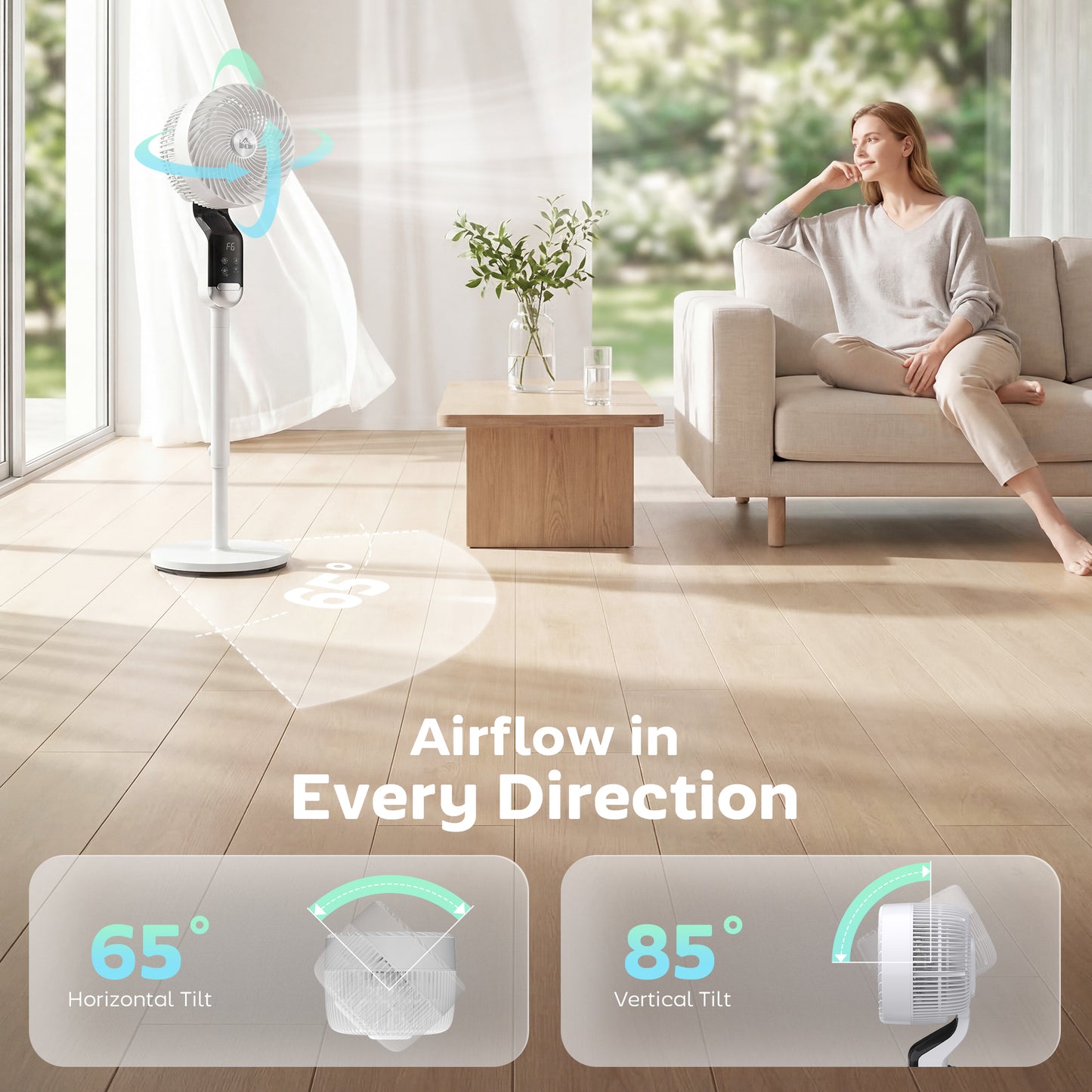 20 dB Standing Fan for Bedroom, Pedestal Fan with Oscillating