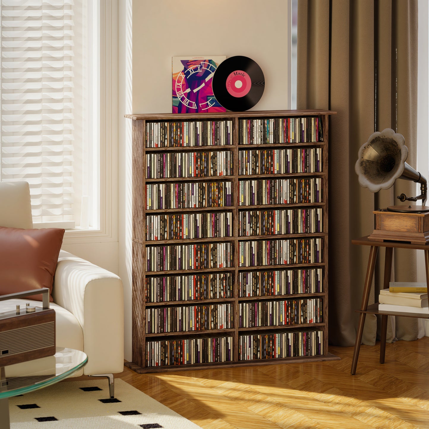 CD Storage Unit DVD Tower Blu-ray Storage Shelf for Office, Brown