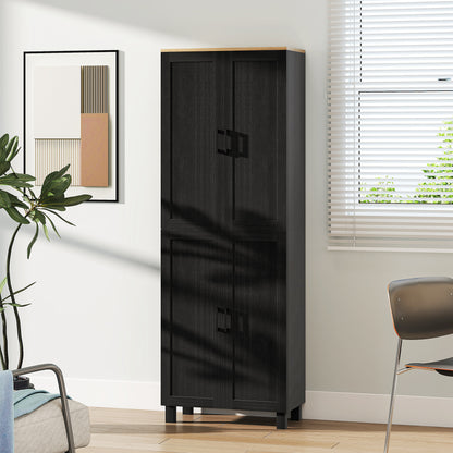 Modern Kitchen Cupboard Storage Cabinet with 4 Shelves, Black