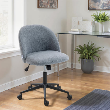 Desk Chair, Fluffy Swivel Office Chair for Makeup Vanity, Grey
