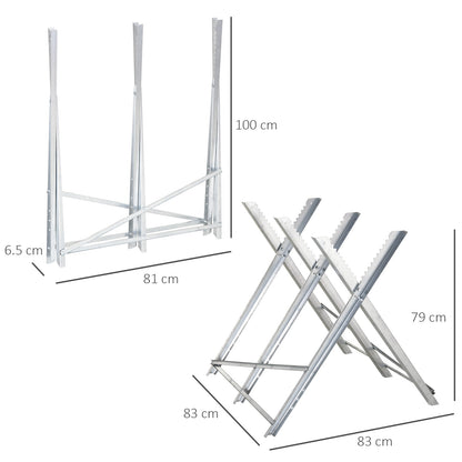 Saw Horse Steel Support Heavy Duty Foldable Design Sawtooth, Silver